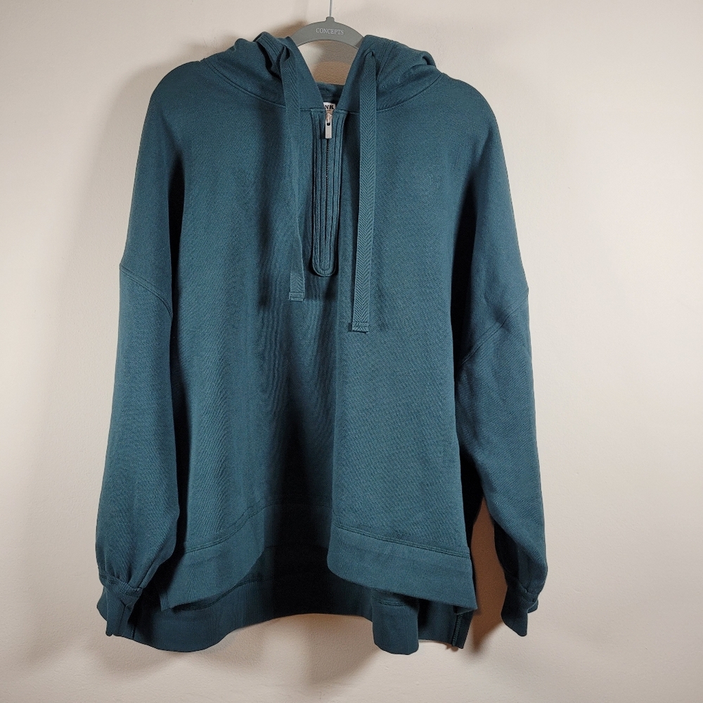 Victoria Secret Pink Teal Hooded Sweatshirt Large Long Sleeve